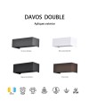 DAVOS * APLIQUE EXTERIOR LED* 4*6W 3000K GRIS OSCURO